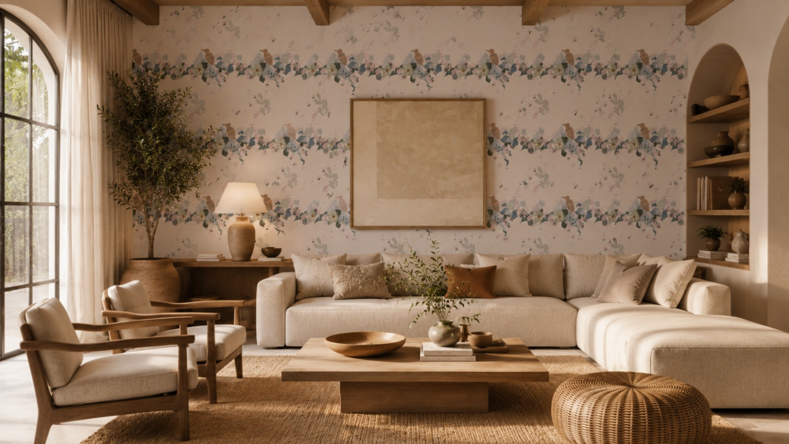 Papel mural personalizado con diseño Botánica y fauna — diseño ilustrado y vectorizado de Artbyflopy