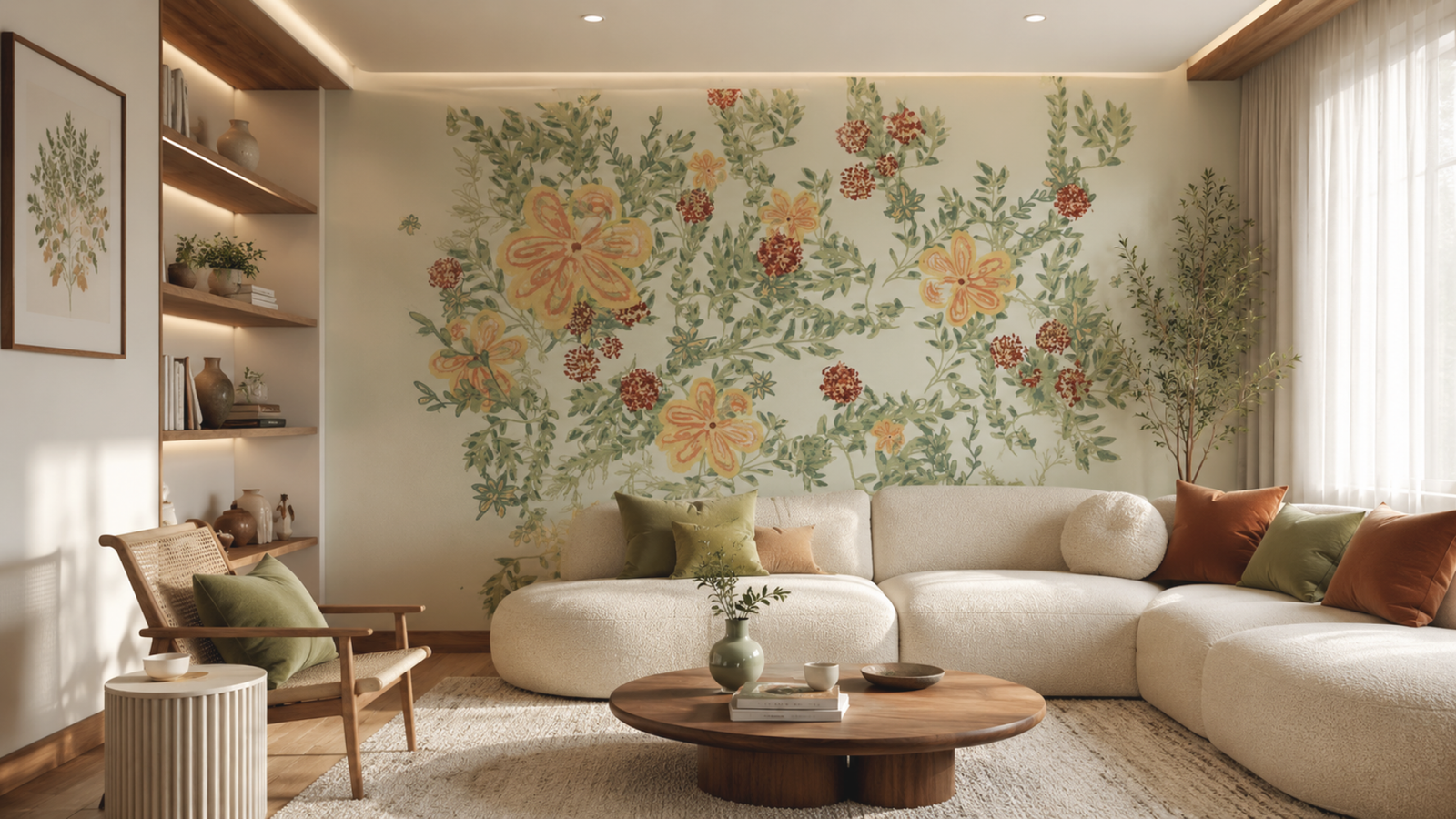 Papel mural personalizado con diseño Flores a mano alzada — diseño ilustrado y vectorizado de Artbyflopy
