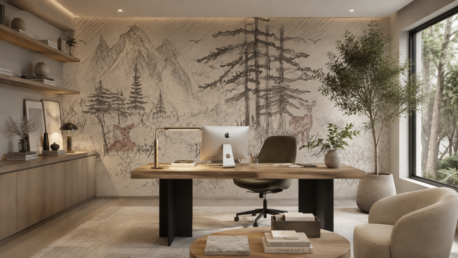 Papel mural personalizado con diseño Paisajes a mano alzada — diseño ilustrado y vectorizado de Artbyflopy