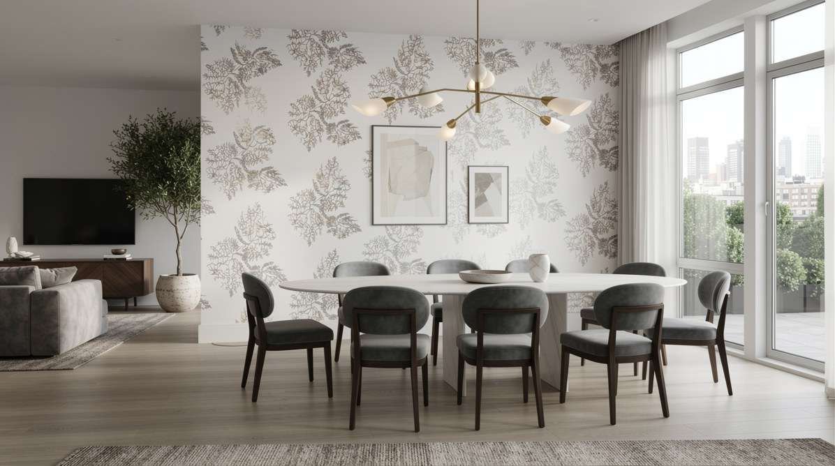 Comedor con patron botanico de Artbyflopy